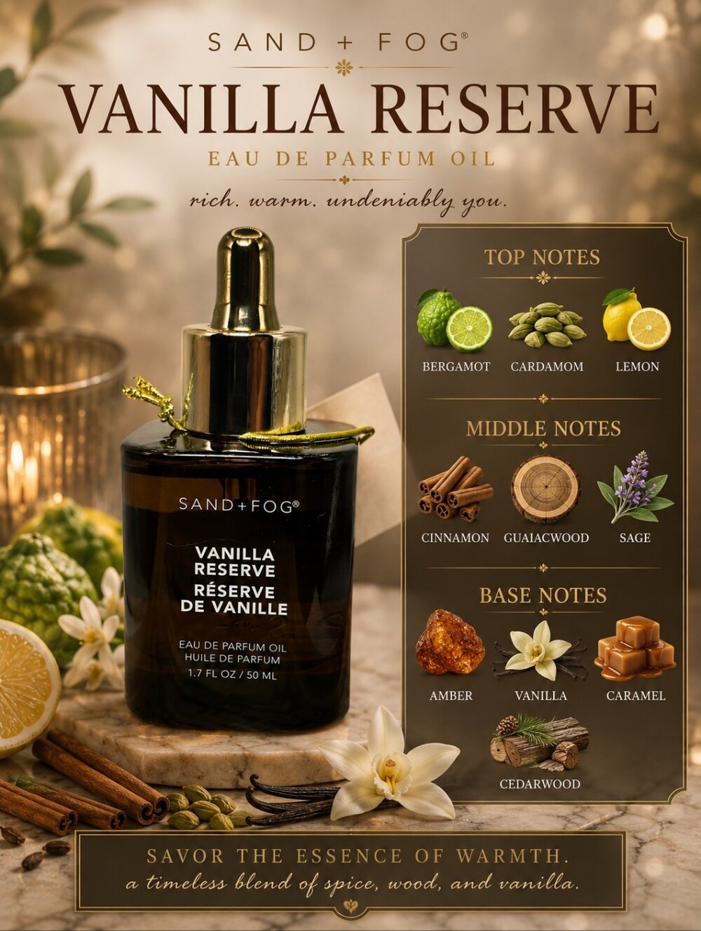 VANILLA RESERVE Sand + Fog Fragrance Oil - Alcohol Free